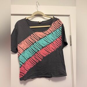 Forever 21 Cropped Teal and Coral Shirt
